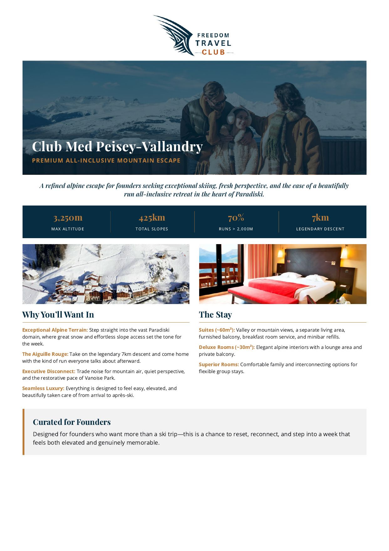 Club Med Peisey-Vallandry founder ski trip flyer, page 1