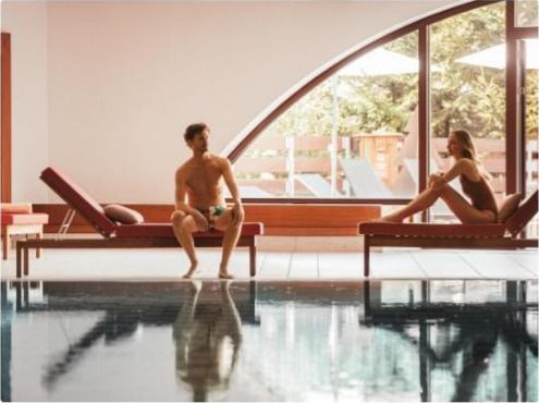 Indoor heated pool with bay windows